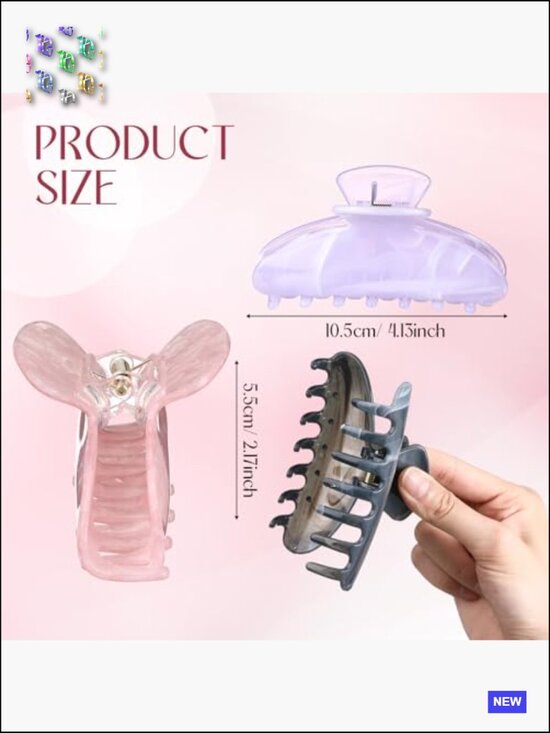 8 Acrylic Hair Claw Clips Set Non Slip Strong Hold French Style Hair Accessories main image 5